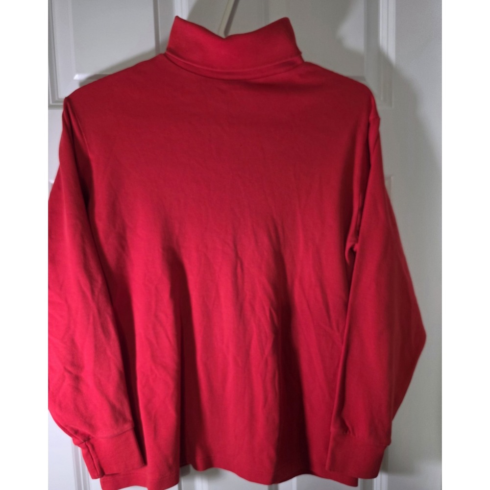 Vintage Medalist Womens L Red Turtleneck Long Sleeve Shirt Made USA 80s 90s